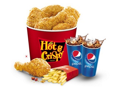 India Desire : Nearbuy- KFC 6 pcs Hot & Crispy Chicken Bucket, Fries & Pepsi At Rs 244 Only 